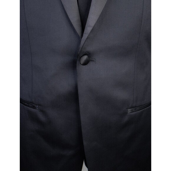Indochino Black Wool Tuxedo Men 40L One Button Jacket Blazer Solid Black Vented - Picture 3 of 15
